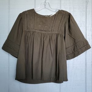 Zara Z1975 Denim Top with Lace Details. Size XS